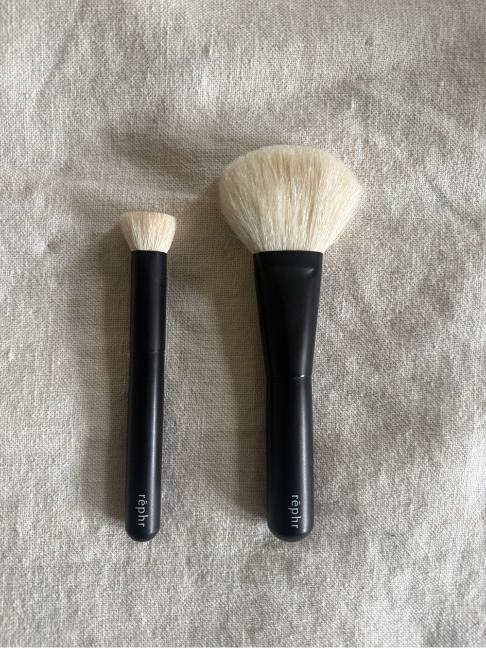 Rephr. Powder & Blush Brush Duo — Black Handle with Natural Bristles